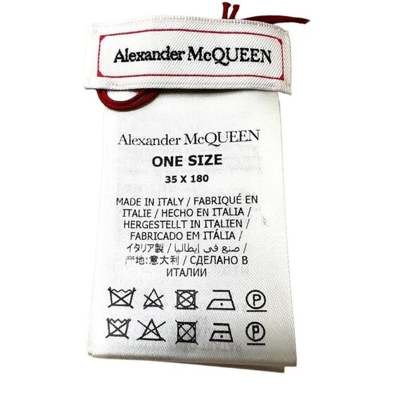 Alexander McQueen Womens Logo Pink Wool Cashmere Fringe Trim Rectangle Scarf New - Picture 5 of 10